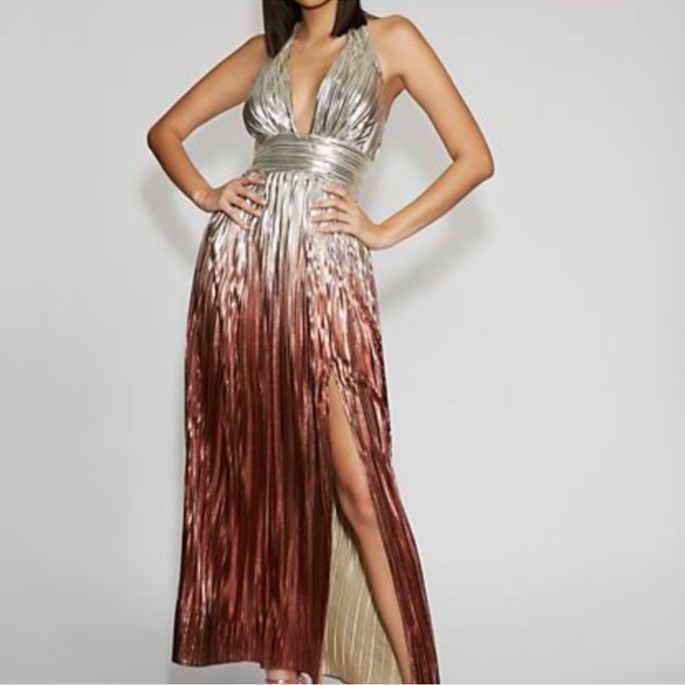 Gabrielle Union x New York & Company Metalic Ombré Halter Dress